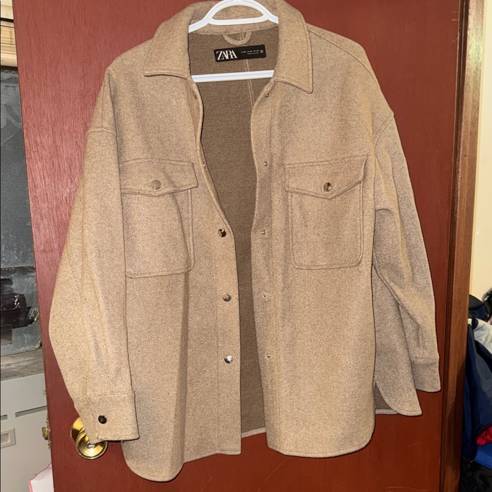 Zara Camel Button-Up Shacket